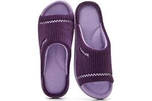SaDuck Open Toe Summer Slippers for Women - Arch Support Comfy & Cute Slip-On Indoor/Outdoor House Slippers with Non-Slip TPR