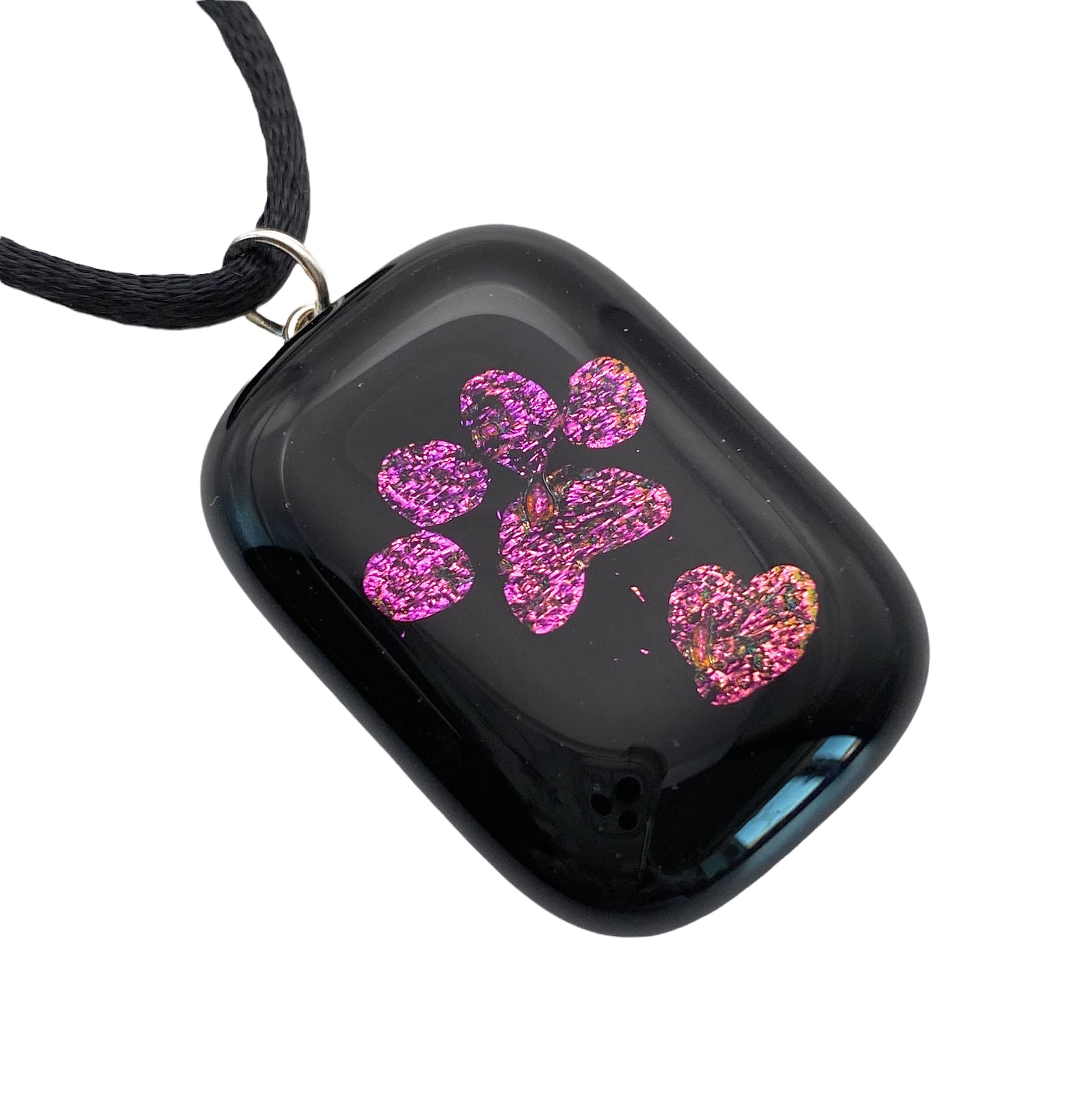 Paw Print Pendant, Dog Paw Print Pendant, Cat Paw Print Pendant, Dog Paw Print Necklace, Cat Paw Print Necklace, Glass Pendant, Dichroic Glass Pendant, Handmade Glass Pendant, Heart Pendant