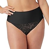 Maidenform womens Tame Your Tummy Lace Thong Panties, Firm Control Shapewear Thong, Cool Comfort