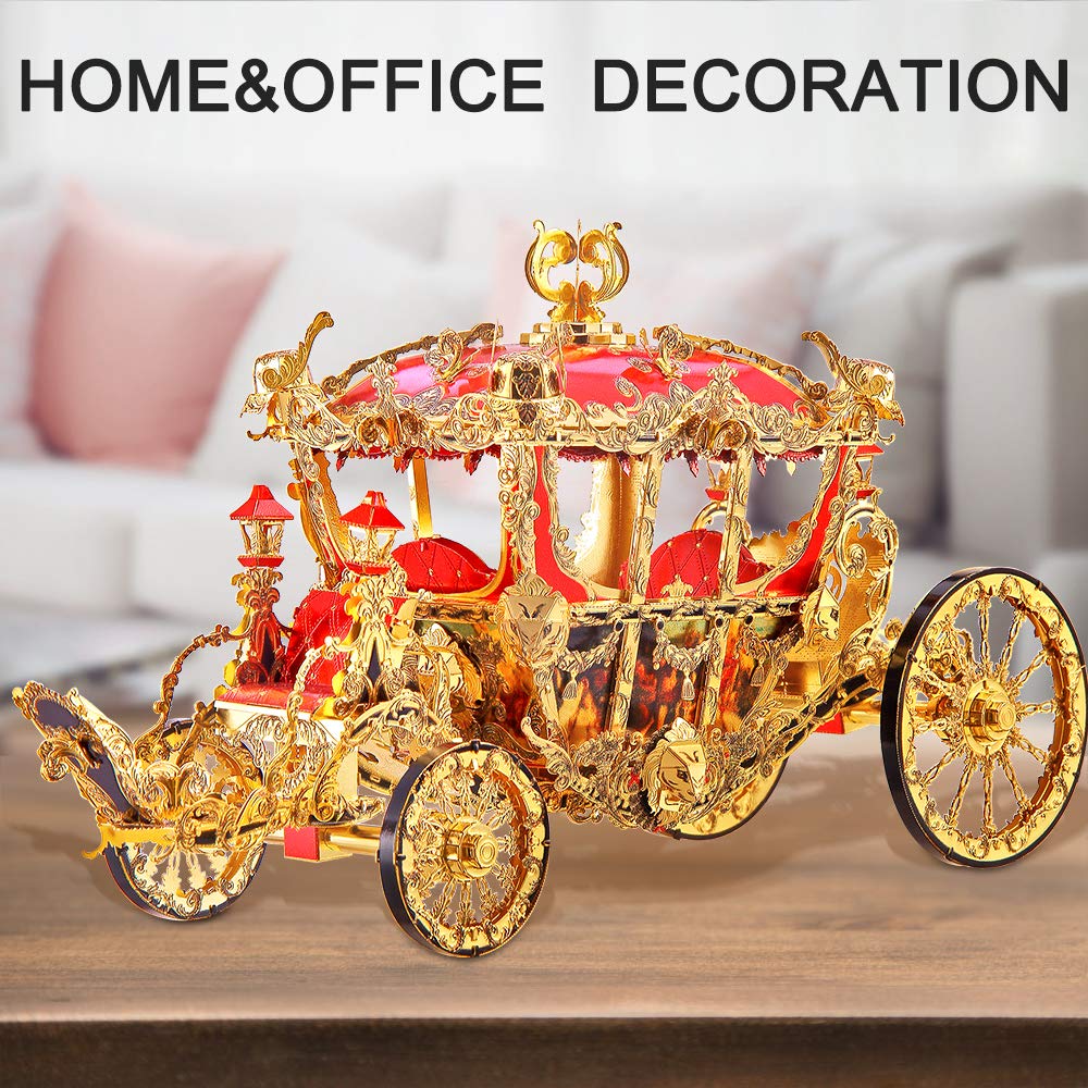 Piececool 3D Metal Puzzles for Adults, Princess Carriage Model Kits DIY Brain Teaser Puzzles 3D Metal Model Building Kits, Great Birthday, 216 Pcs