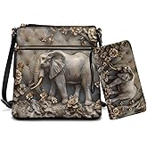 Sannovo Leather Crossbody Purse Set for Women Girls, Multi Pockets Hobo Bag with PU Wristlet Wallet