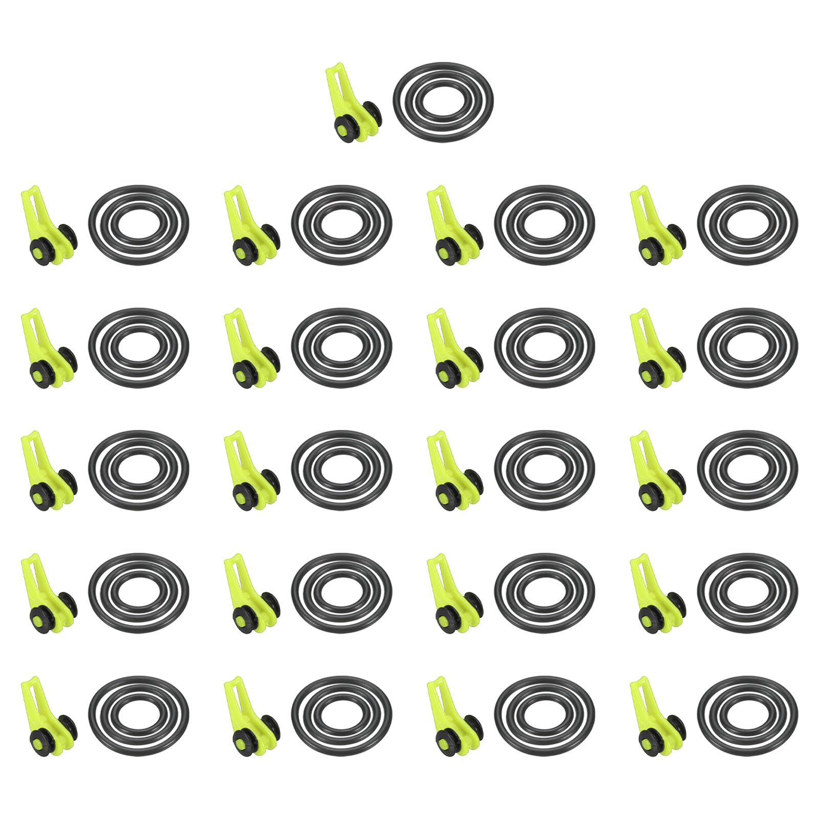 PATIKIL Fishing Hook Keeper, 21 Pack Plastic Fish Lure Bait Holder Accessories with 3 Size Rubber Rings for Fishing Rod Pole, Yellow