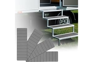 SKYJDM RV Step Covers 4 Pack, EVA Foam RV Stair Covers 24 x 7.5 inches, Non-Slip Trimmable Self Adhesive Camper Step Covers RV Step Carpet Rug for Trailers, Camper, RV, Gray