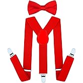 AWAYTR Child Kids Suspenders Bowtie Set - Adjustable Suspender Set for Boys and Girls