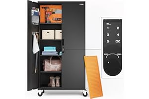 METALTIGER Extra-Spacious Metal Storage Cabinet with Wheels - Garage Storage Cabinet with Locking Doors, Digital Lock, Adjustable Shelf Height, Leg Levelers, Pegboard and Accessories (Black)