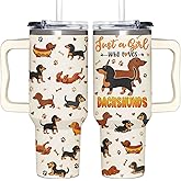SUFAVN Dachshund Gifts for Women - Dachshund Mothers Day, Birthday, Christmas Gifts - Just A Girl Dachshunds Tumbler 40Oz With Handle