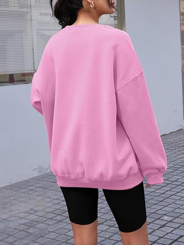 Women's Casual Crew Neck Oversized Sweatshirt - Lightweight Long Sleeve Pullover, Ribbed Cuffs, Cotton Blend