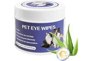 100 Counts Pet Eyes Wipes for Dogs & Cats, Soft Gentle Tear Stain Remover Wipes, Non-Irritant Presoaked Eye Wash Pads, Natura