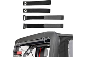 BESTAOO 4Pcs Top Tie Down Straps Adjustable Soft Top Straps, Durable Rear Window Straps for Jeep Wrangler JK JL 2007-2025