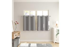 Light Grey Tier Curtains 36 inch Length Room Darkening Kitchen Tiers Thermal Insulated Small Short Bathroom Window Treatment 