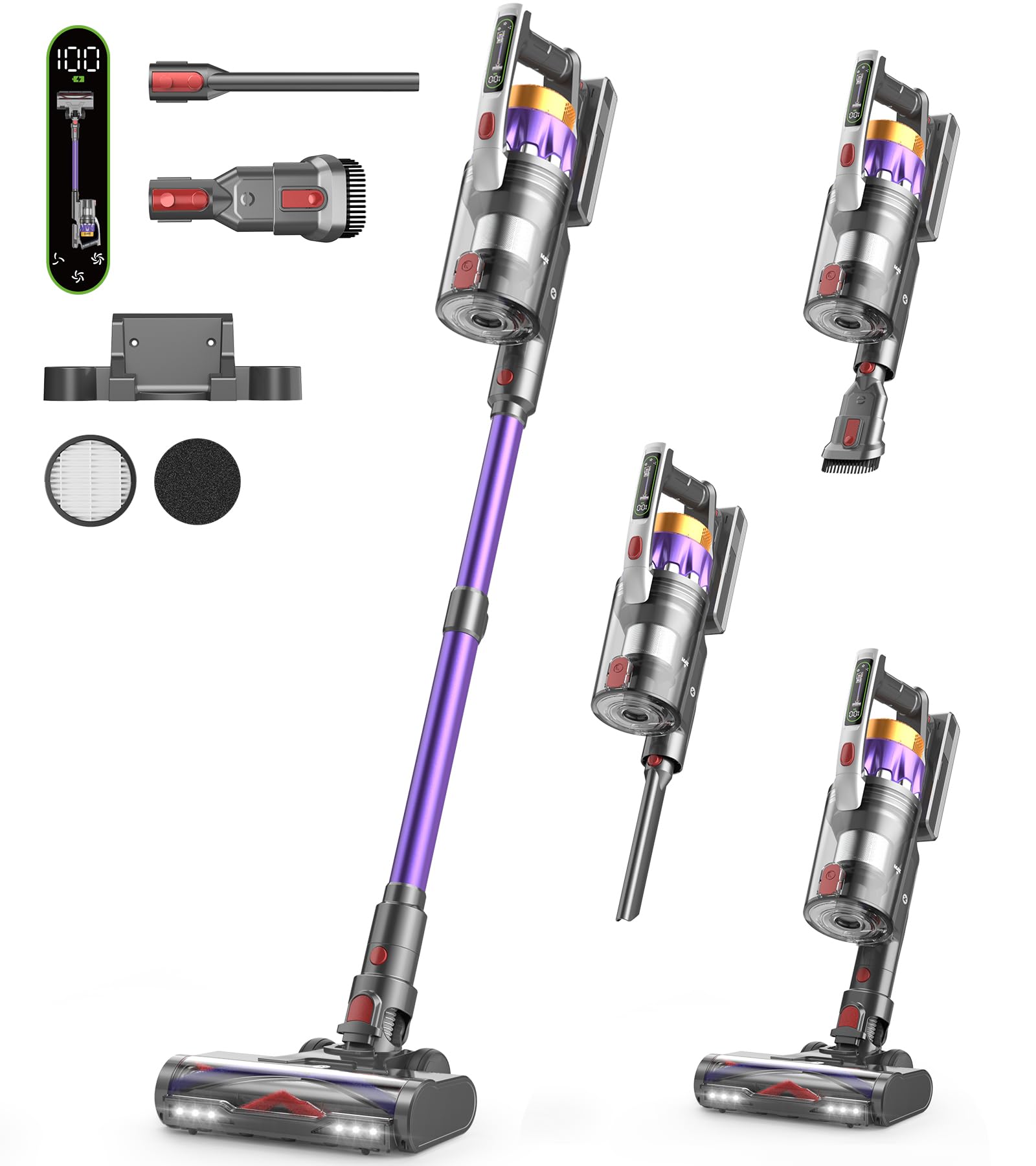 Photo 1 of NADALY Cordless Vacuum Cleaner, 2025 New 580W 48KPA 65Mins Stick Vacuum Cordless Rechargeable, Anti-Tangle, Lightweight, Self-Standing Vacuum Cleaners for Home, Vacuum for Pet Hair/Carpet/Hard Floor