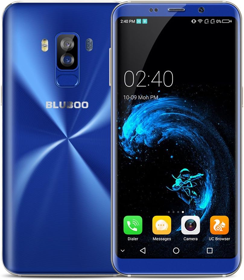 Bluboo S8【5.7 Inch Full Sharp HD+ 2.5D Display 3GB/32GB】4G Unlocked Smartphone Android 7.0 MT6750T Octa-Core Dual SIM Mobile Phone with Dual Rear Camera(13.0MP+3.0MP) Fingerprint 3450mAh Battery OTA SIM-Free Cellphone-Blue
