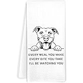 JOQUXI Pitbull Gifts for Dog Mom Women Lovers, Pitbull Dog for Bathroom Kitchen Decorative Dish Towels, Every Meal You Make Every Bite You Take Towel, 16x24 Inch