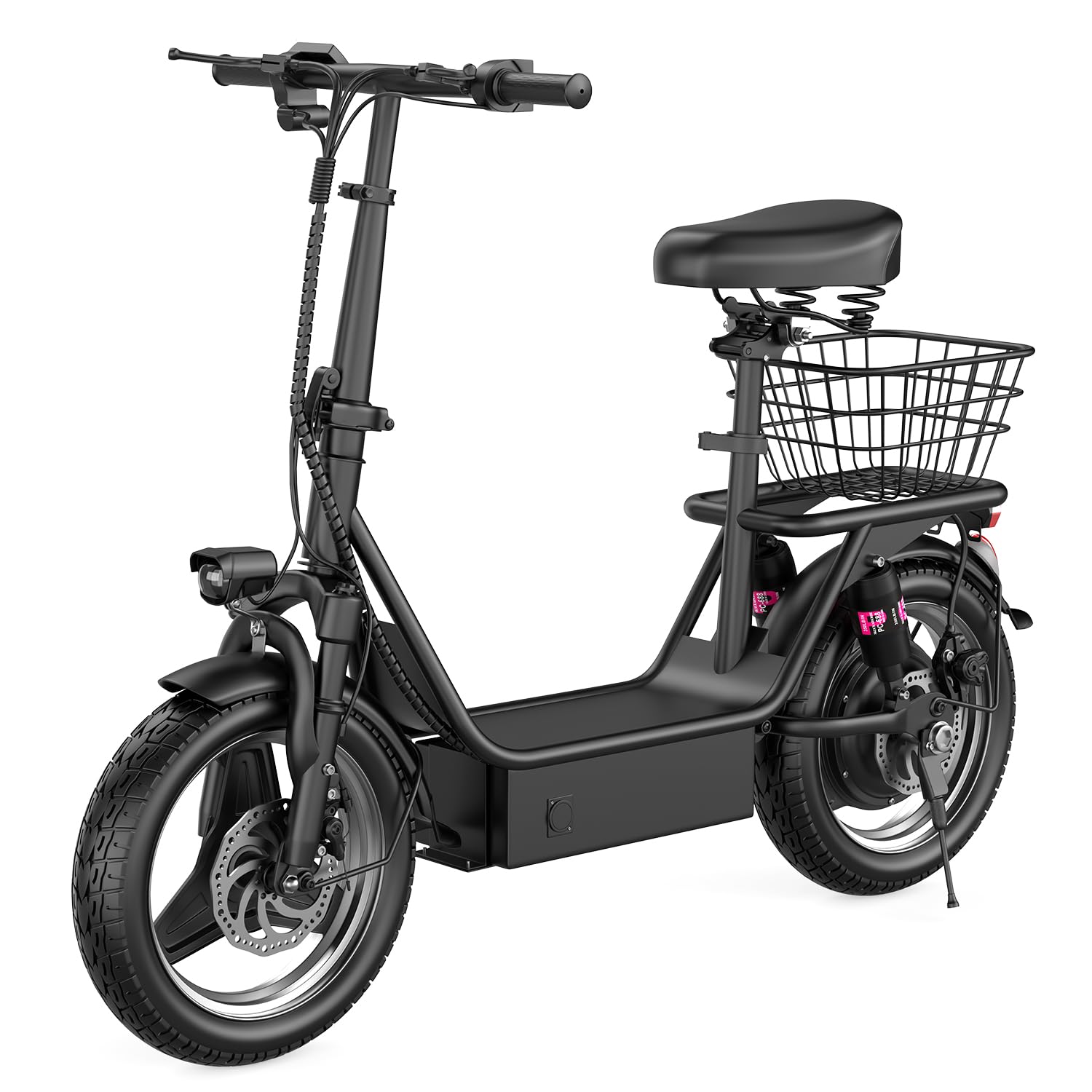 Photo 1 of Misodo Electric Scooter with Seat for Adults, 500W Motor, 20-25 MPH and 30 Miles Long Range, 14" Foldable Commuting E Scooter with Basket/Box, Ample Storage for Pet & Cargo