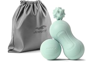 JOINFIT Massage Ball Set for Trigger Point Massage & Physical Therapy, Lacrosse Ball/Peanut Ball/Spiky Ball Set, Therapy Ball for Plantar Fasciitis, Muscle Release, Deep Tissue Massage - Set of 3