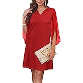 RUMIA Cocktail Dresses for Women Chiffon Sleeve Wedding Guest Dress (XS-3XL)