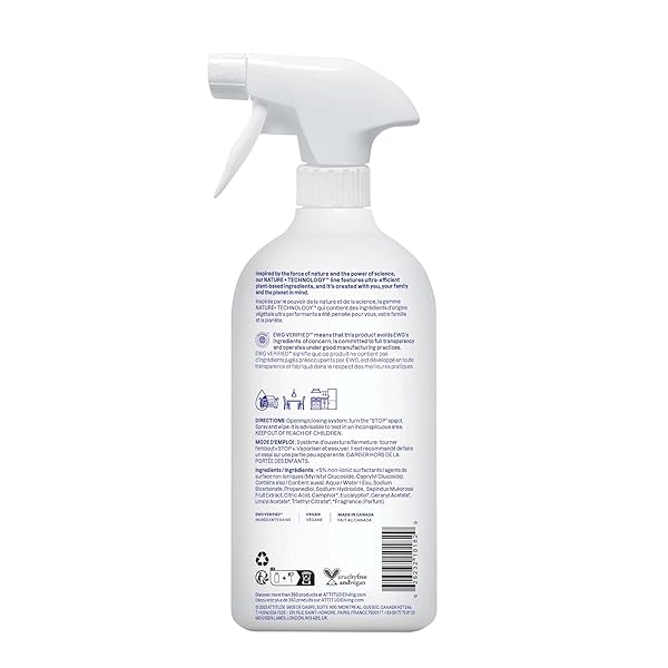 ATTITUDE ALL PURPOSE CLEANER SPRAY, EWG VERIFIED, VEGAN, MADE WITH 94% PLANT-BASED INGREDIENTS, STREAK-FREE FOR KITCHEN, BATHROOM, GLASS & MORE, LAVENDER SCENT, 27.1 FL OZ