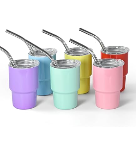 Lot De 3 Mini Verres à Shot Stanley De 88 Ml Avec Paille, Couvercle, Manches, Poignée En Acrylique, Petits Verres à Shot Isothermes En Acier Inoxydable Pour Chaud Et Froid, Fête D'anniversaire