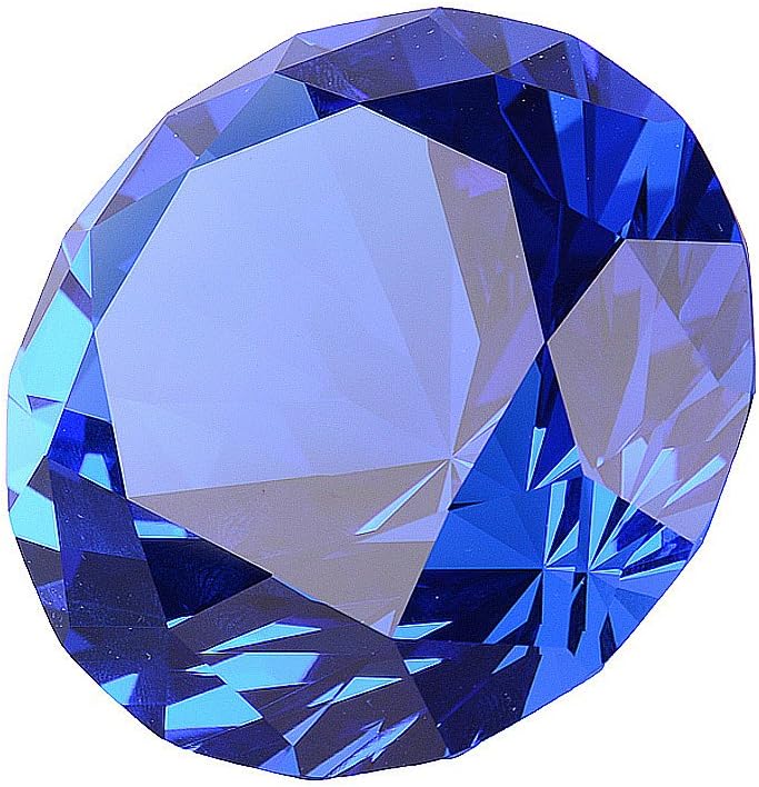 60MM Blue Glass Crystal Diamond Shaped Paperweight, Wedding Table Decoration, Wedding Favors, Home Decor, Valentine's Day Gift (2.36")
