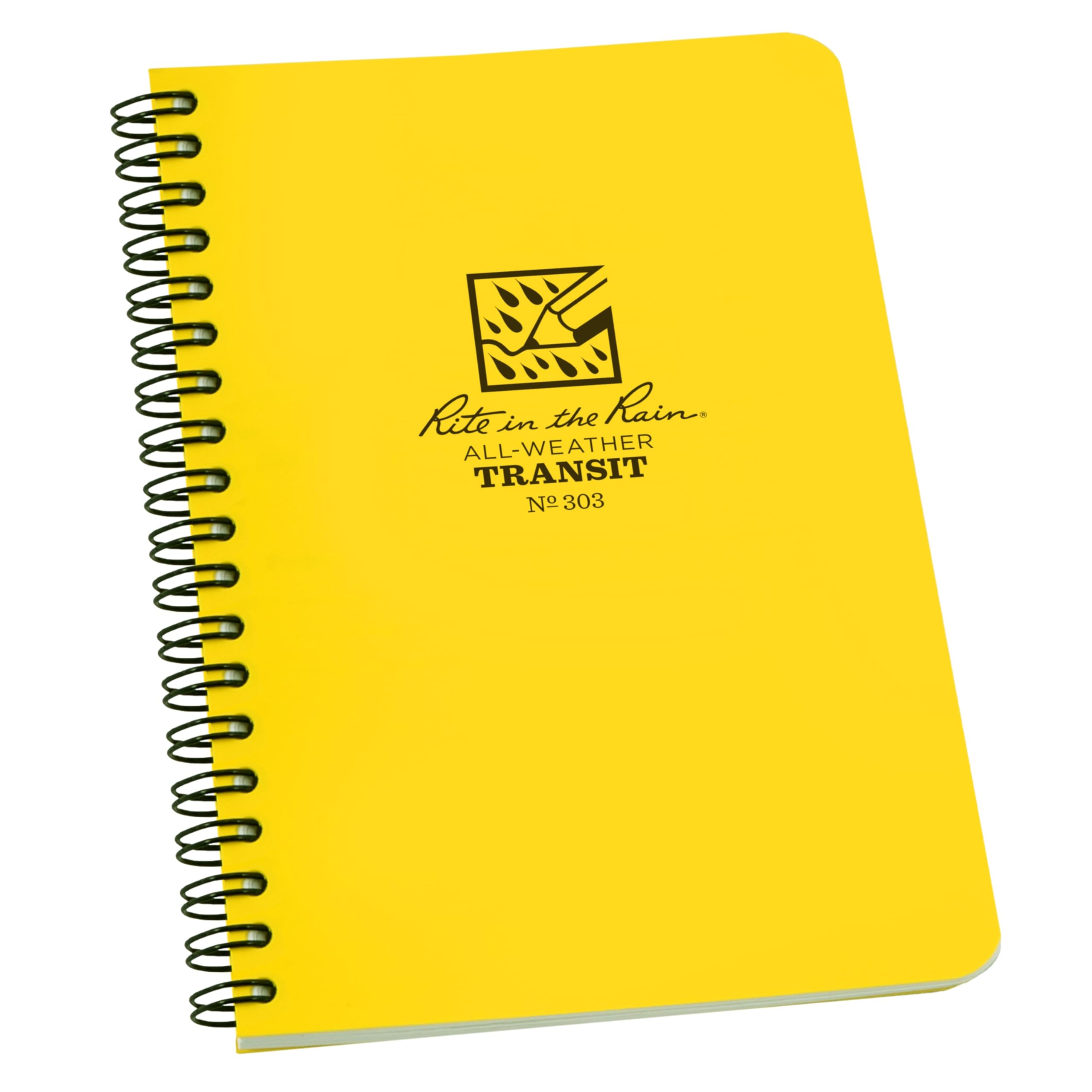 Rite in the Rain Weatherproof Side Spiral Notebook, 4.625" x 7", Yellow Cover, Transit Pattern (No. 303) — image 1