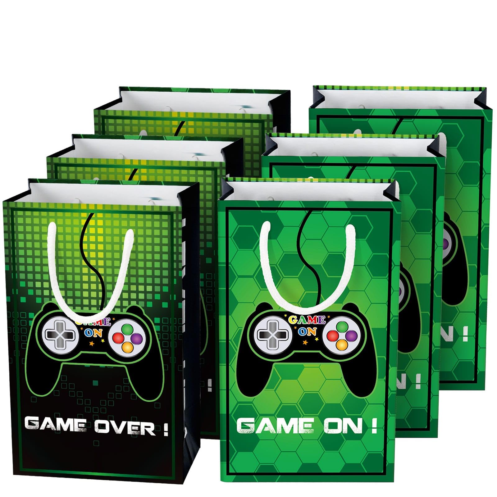 WERNNSAI Game Gift Bags - 16 PCS Mini Gaming Party Bags for Boys Birthday Party Supplies Kids Treat Goodies Bag with Handles for Birthday Celebration Anniversary Favor Gift Wrap