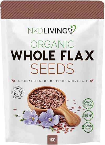 NKD Living Organic Whole Flax Seeds 1kg High Fibre Omega-3 Vegan Non-GMO