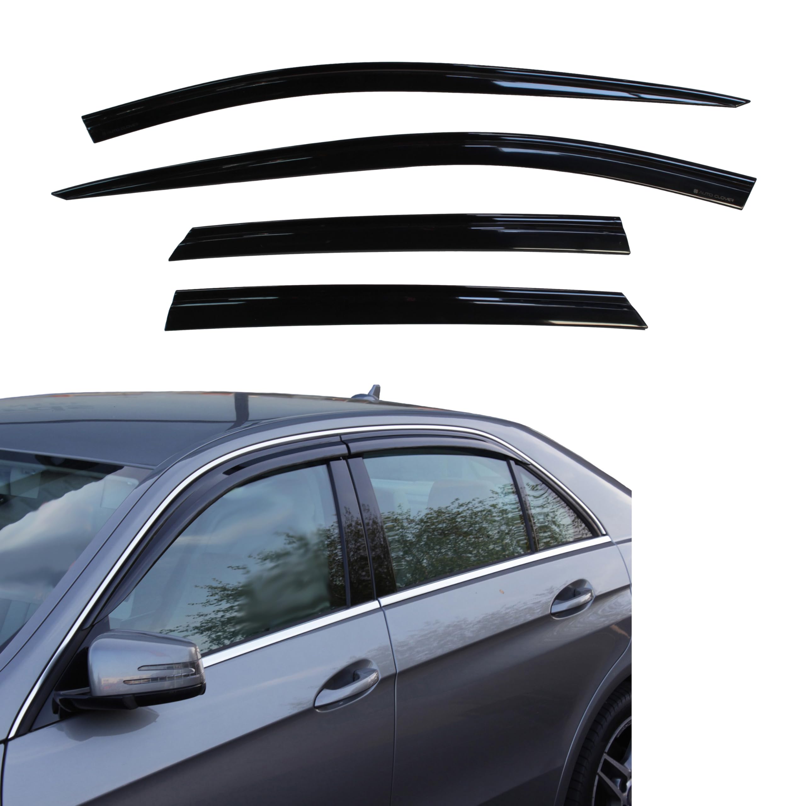 Auto Clover Wind Deflectors Set for Mercedes E Class Saloon W212 2009-2016 (4 pieces)
