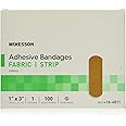 McKesson Adhesive Bandages, Sterile, Fabric Strip, 1 in x 3 in, 100 Count, 3 Packs, 300 Total