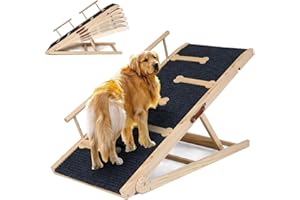 OUTDOOR DIAMOND Dog Ramp for Bed Couch Extra Wide Folding Pet Ramps for Large Dogs to Get on Bed, Portable Doggie Steps 6 Adjustable Height 27.3”, 47.3" Long