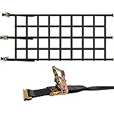 US Cargo Control E Track Cargo Nets for Trailer 82" x 42", Adjustable Heavy Duty Cargo Net with Ratchets for E-Track and X-Track Systems, 8" x 8" Holes, Use in Enclosed Trailers, Box Trucks, Garages