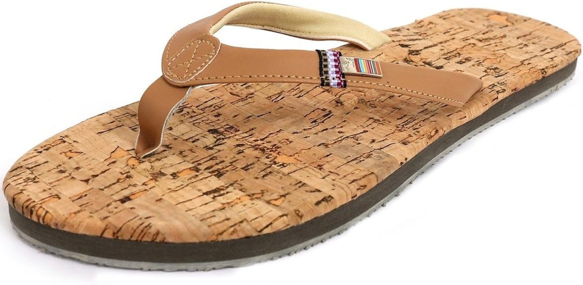 ladies tan flip flops