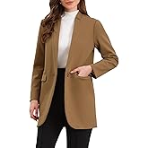 Allegra K Business Casual Coat for Women Button Down Notch Collar Dressy Blazer Jacket