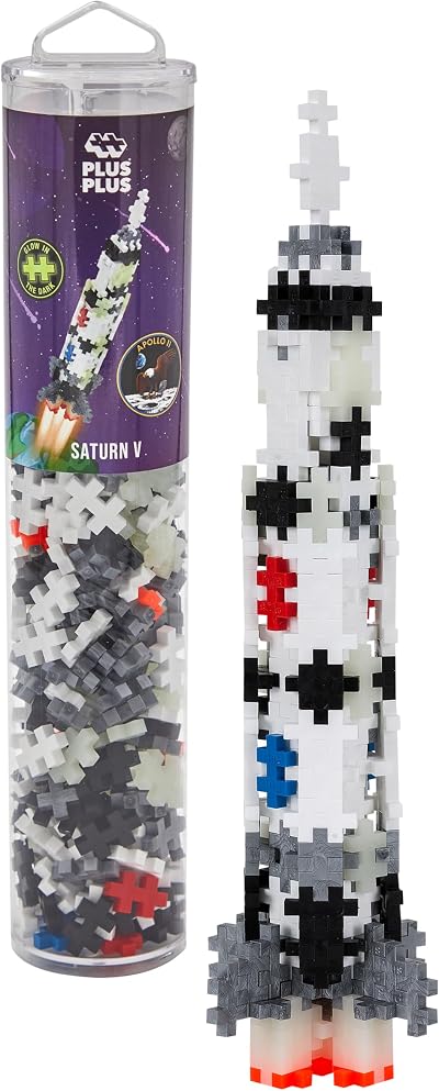 PLUS PLUS Building Blocks Toy Saturn V Rocket 240 Pieces STEM Learning