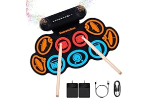 WENTELMUSIC G7 Electronic Drum Set, 9-Pad Drum Kit with Built-in Speakers, 7 Drum Sounds, Bluetooth & AUX, Roll-up Drum Pad with Foot Pedals, Rechargeable Battery, 10-Hour Playtime (Colours)