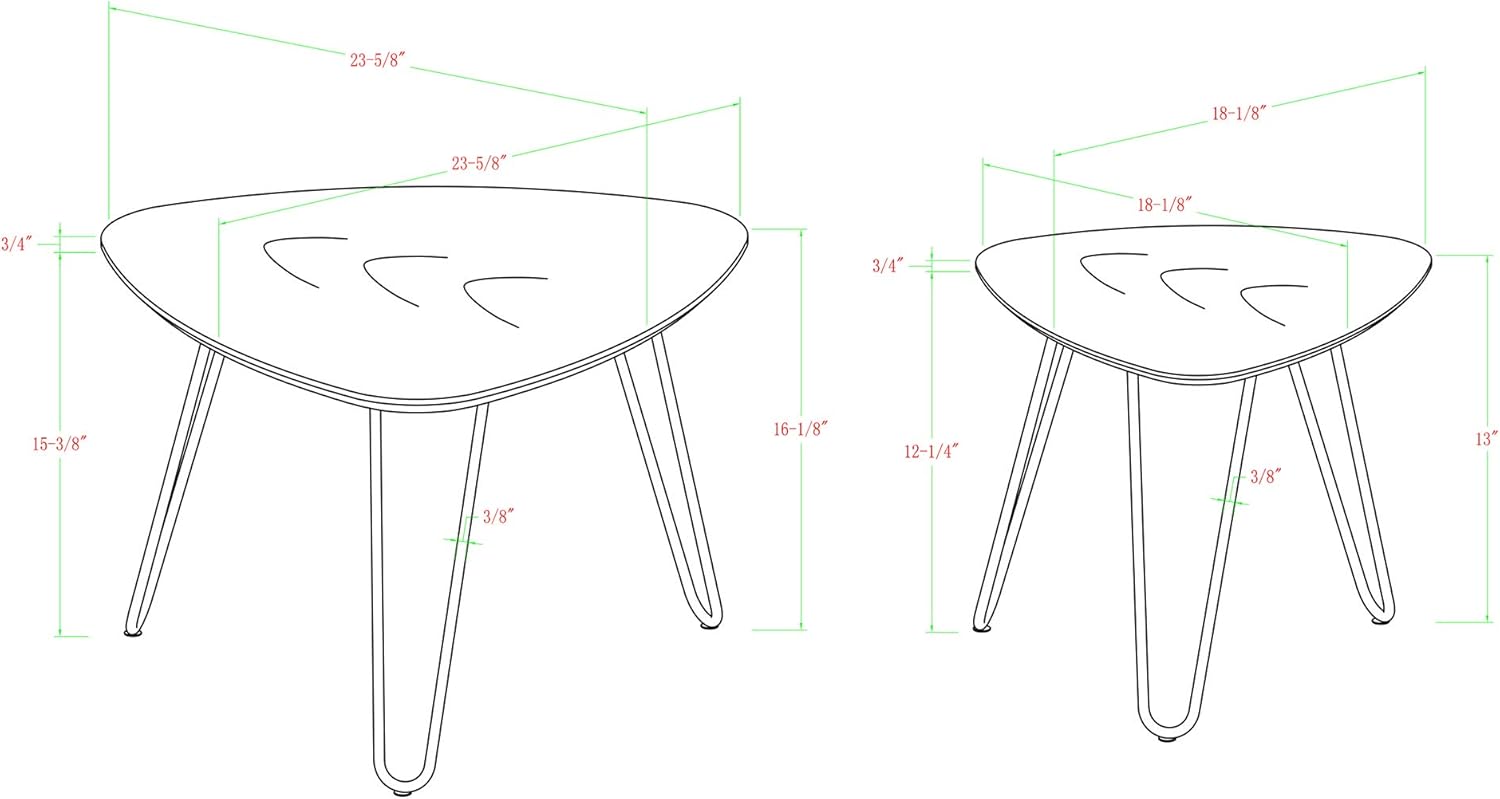 Walker Edison Furniture Company Mid Century Modern Hairpin Coffee Table Set Living Room, Nesting, Walnut: Furniture & Decor