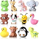 Watersay 12 Pcs 3D Silicone Focal Beads Pens Beads Bulk for Beadable Keychain DIY Crafts Necklace Bracelet Phone Chain Charms Jewelry Making (Animals A)