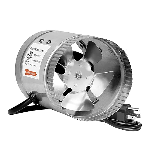 Simple Deluxe 4" 100 CFM Inline Fan, Low Noise HVAC Exhaust Fan, Suitable for Basements, Bathrooms, Kitchens, and Grow Tents, Silver