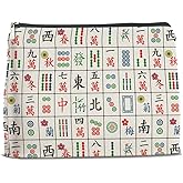 Nurawo Mahjong Gifts Makeup Bag Cosmetic Bags for Women Mahjong Players Makeup Pouch With Zipper Travel Bag