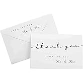 GSM Brands Thank You Cards for Wedding (Mr and Mrs Theme) - 100 Cards with Envelopes