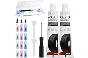 REALTH Tire Repair Glue 100ml - Heavy Duty Rubber Cement, 15 Pcs 3-Size Repair Nails Tire Plug Glue Kit for Car, Motorcycle, Bike, Truck, Tractor