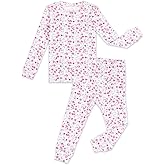 moimoln 6M-8Y Baby & Toddler Girl Floral Pajamas Soft Modal Cotton Breathable Snug-Fit Long Sleeve Sleepwear Set