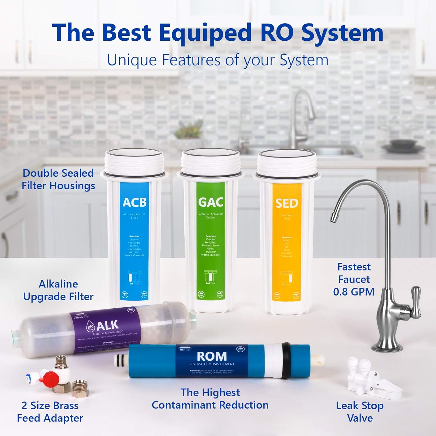 Express Water Reverse Osmosis Alkaline Water Filtration System – 10 Stage RO Water Filter with Faucet and Tank – Under Sink Water Filter – with Alkaline Filter for Added Essential Minerals – 50 GPD: Home Improvement