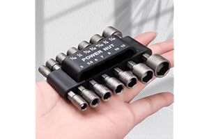 14-Piece Impact Socket Set, 1/4 Inch Hex Shank Driver Bits for Power Drill, Screwdriver, Secure Fit, Grey
