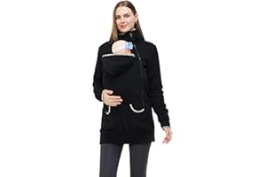 MaisMa Women's Fleece Zip Up Maternity Kangaroo Baby Carrier Hoodie Sweatshirt Jacket