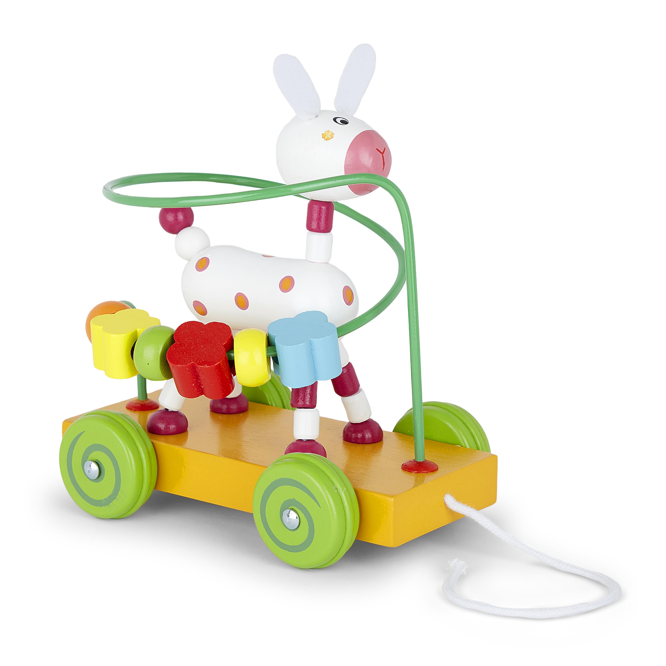 Mousehouse Gifts - Pull Along Dog Toy with Bead Maze, Wooden Dog Sensory Toy for Toddlers 12+ Months