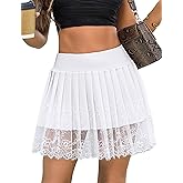 Avidlove Womens Pleated Skirt Lace Mini Skirts Sexy High Waist Short Going Out Skirt