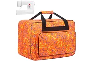 Haroranax Sewing Machine Carrying Case，Sewing Machine Carrying Case Tote Bag，Universal Tote Storage Bag with Pockets and Handles, Suitable for Most Standard Singer, Janome (ORANGE)