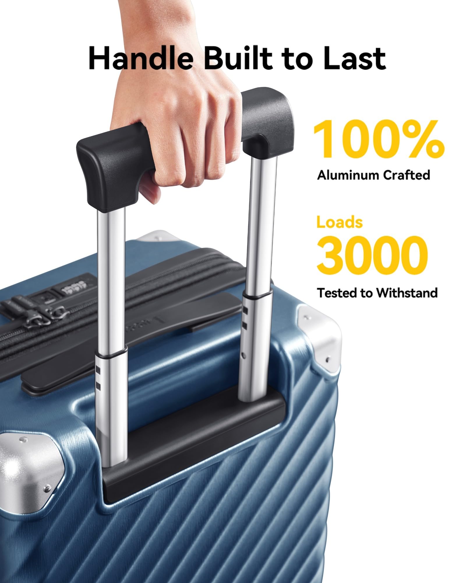 LUGGEX Luggage with 8 Spinner Wheels - Polycarbonate Expandable Hardside Suitcase, Checked-Large 28-Inch, Champagne