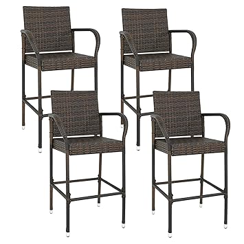 Amazon.com: F80C Pack of 80 Brown Wicker Barstool All Weather Dining ...