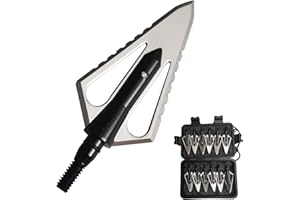 LeeMui Stainless Steel Hunting Archery Broadheads Blades Grain Screw-in Arrow Heads Tips Compatible with Traditional Bows Archery Broad Crossbow Recurve
